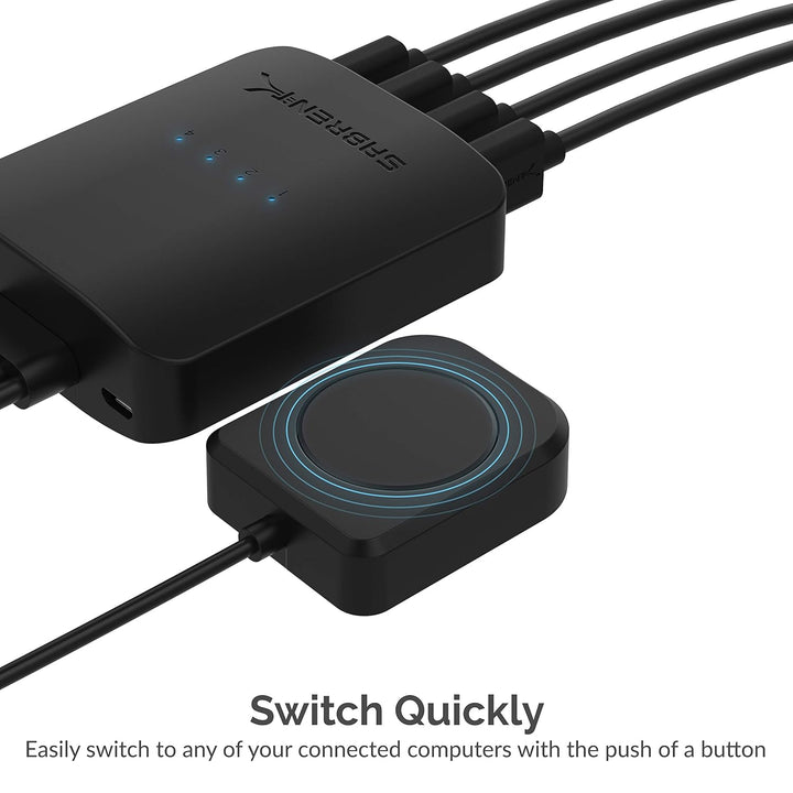 SABRENT USB Umschalter 4 PC auf 4 USB Geräte - USB-2.0-Sharing Switch mit LED-Anzeige & Ein-Klick-Um