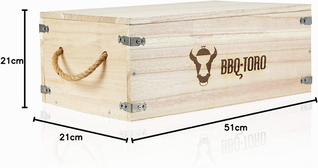 BBQ-Toro Rustikale Holzkiste für Dutch Oven und Grillzubehör | 27,5 Liter Volumen | 54 x 33 x 21 cm