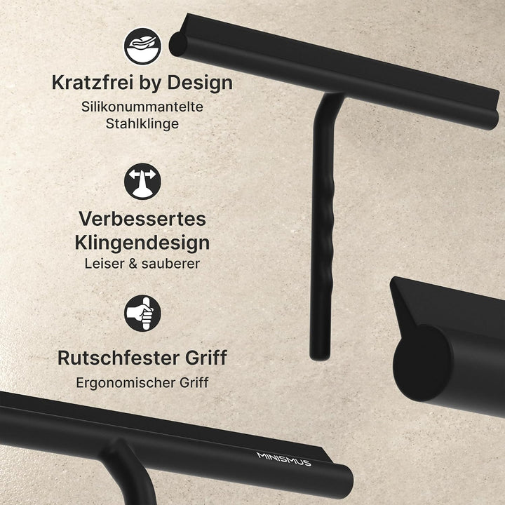 Minismus Duschabzieher - Abzieher für Dusche, Bad, Fliesen, Spiegel, Fenster - inkl. Magnet-Halterun