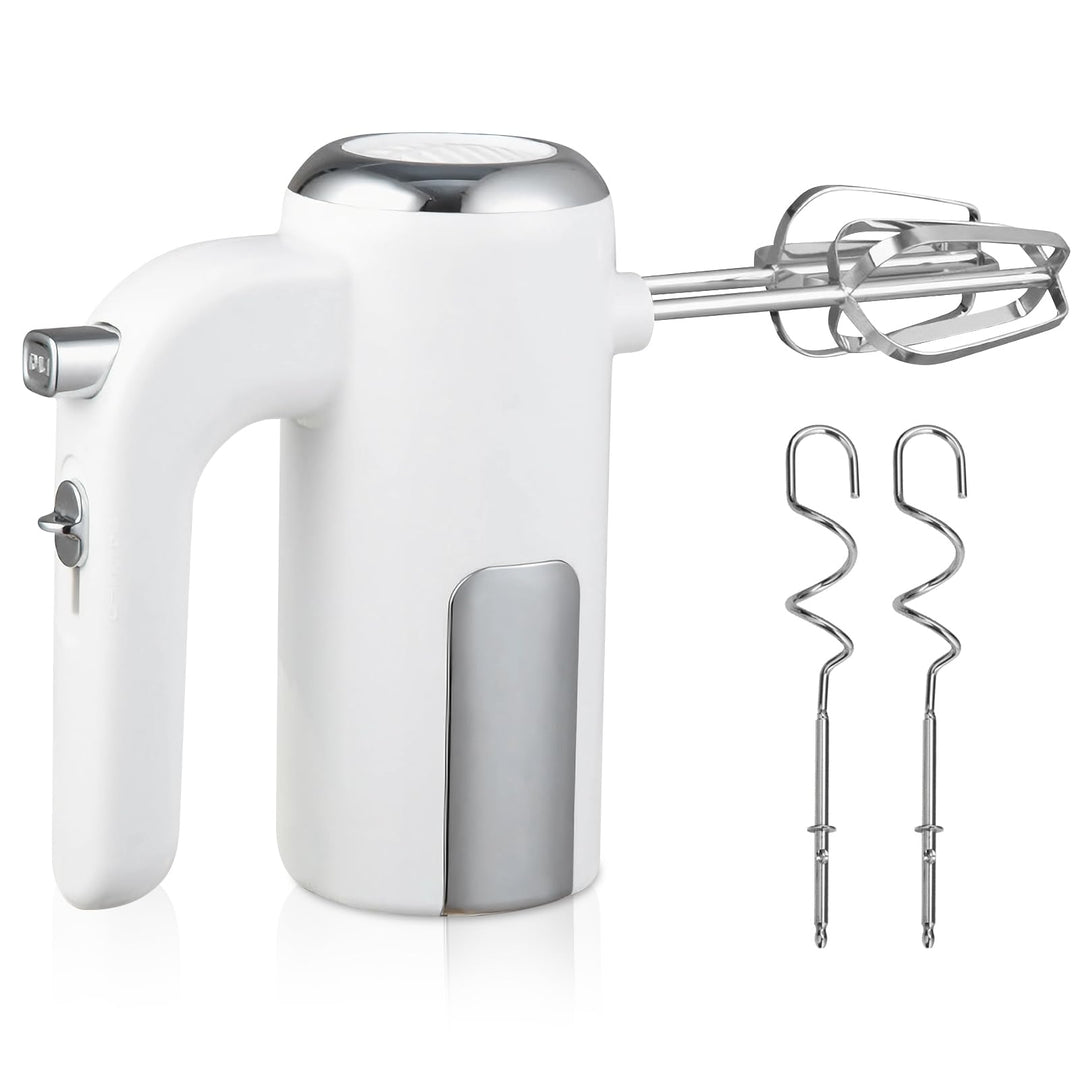 Handmixer 400W, Handrührgerät mit 5 Stufen & Turbo-Funktion, Edelstahl Rührgerät Hand Mixer mit 2 Rü