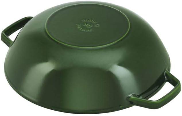 STAUB Wok aus Gusseisen, 30 cm, inkl. Glasdeckel, Induktionsgeeignet, Basilikumgrün