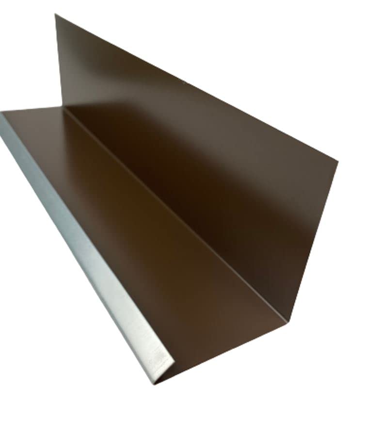 Wandanschlussblech 2 m lang Aluminium farbig 0,8 mm (klein, Braun RAL 8014) klein Braun Ral 8014, kl