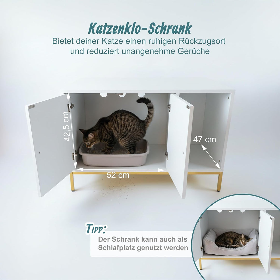Relaxdays Katzenschrank für Katzentoilette, mit Katzenklomatte, mit Eingang, HBT: 55x80x50 cm, Katze
