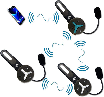 BuddyChat Trio - Gegensprechanlage mit 3X Bluetooth Module mit Reichweite bis 1km - Freisprechanlage