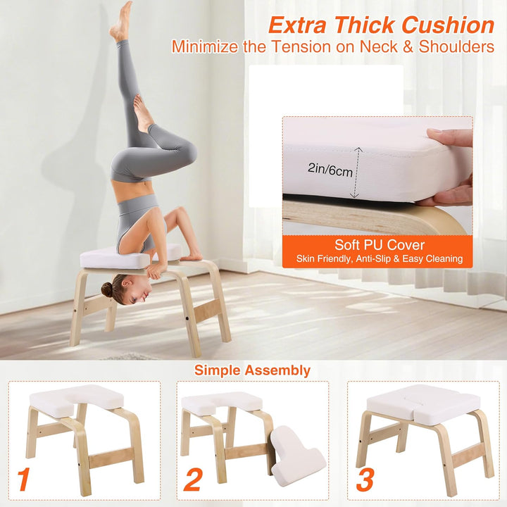 REDCAMP Yoga kopfstandhocker, Yoga Inversion Bank mit Holzrahmen und PU Pads, Entlasten Müdigkeit Ba