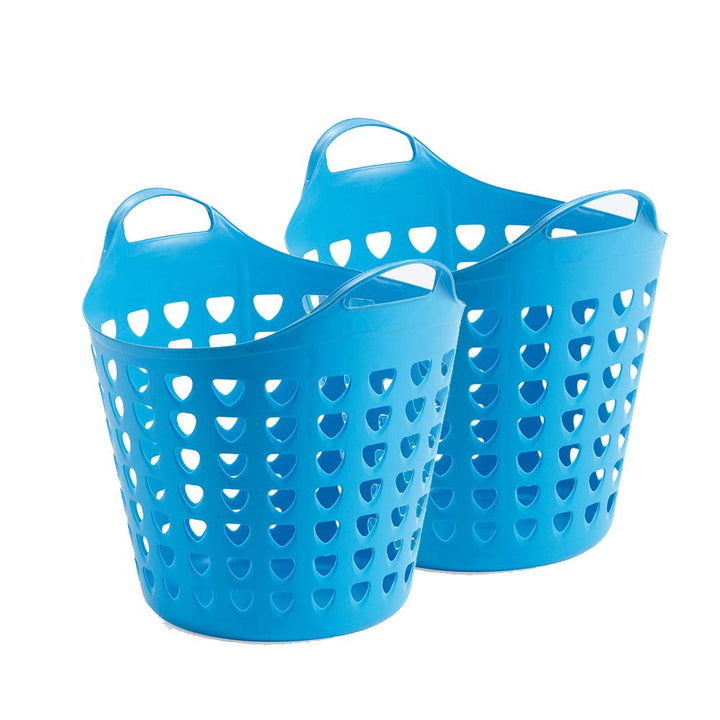 2er Flexibler Aufbewahrungskorb für Spielzeug, Wäsche, u.v.m. in Pink/Blau mit Belüftungslöchern. 35