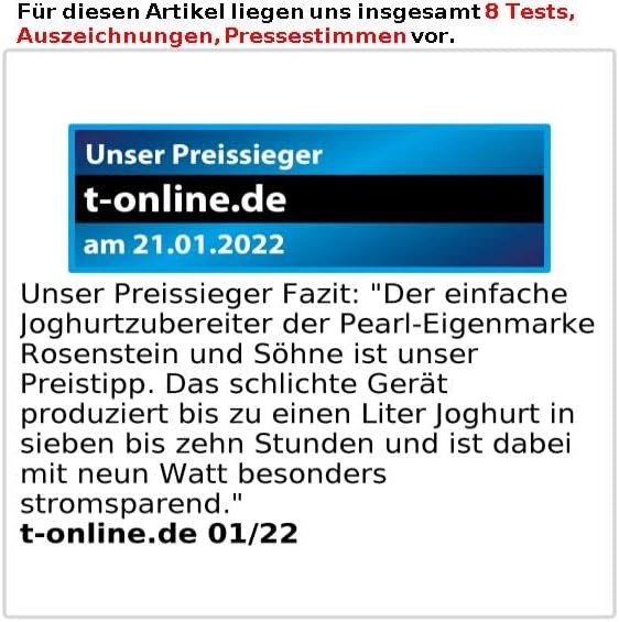 Rosenstein & Söhne Jogurt Maker: Joghurt-Maker für 1 Liter frischen Joghurt