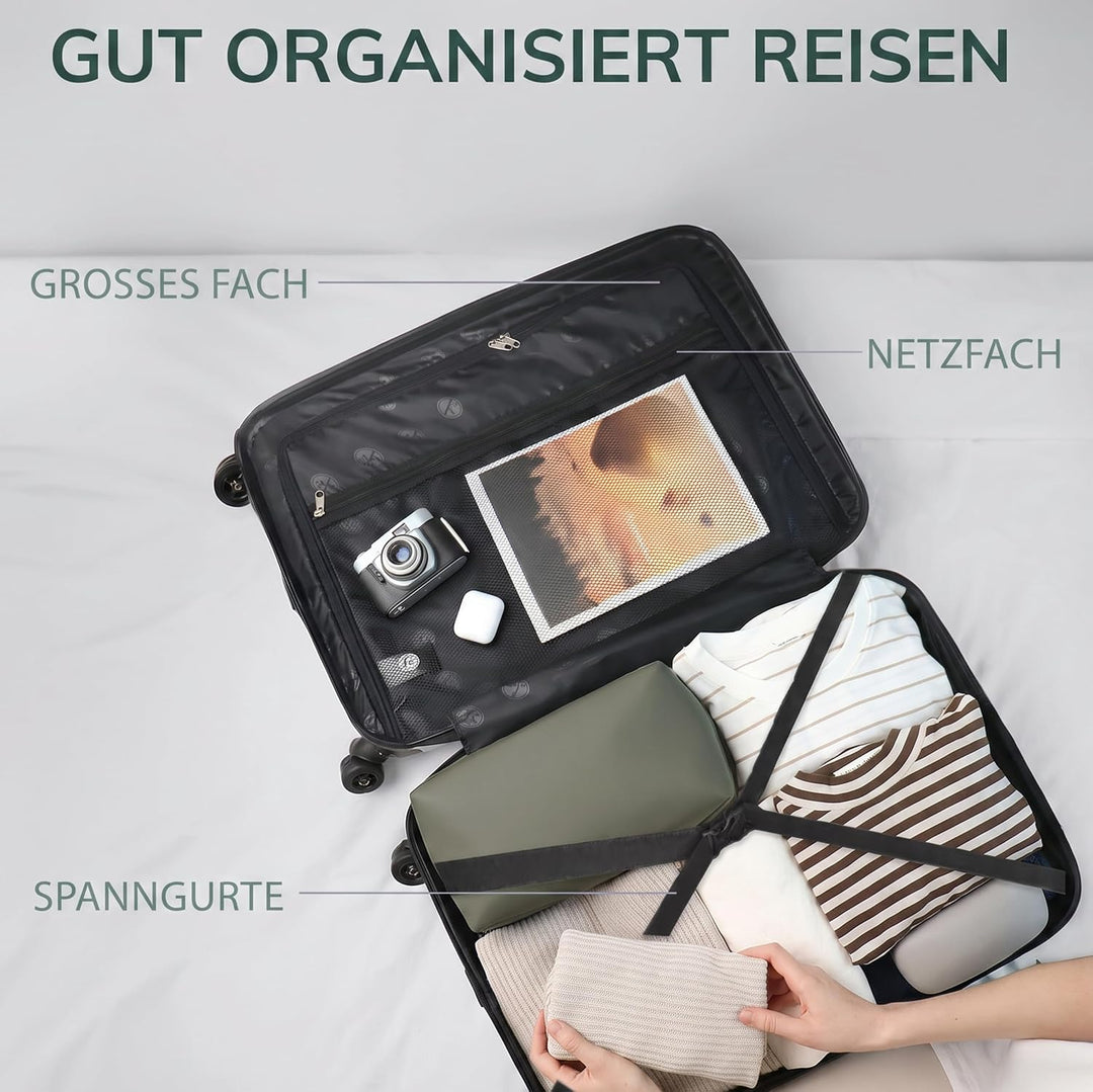FERGÉ 3er Kofferset Hartschale Gepäckset mit 4 Doppelrollen &amp; TSA Schloss Smaragd, Smaragd