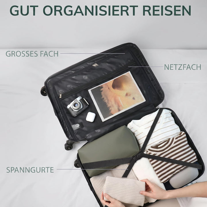 FERGÉ 3er Kofferset Hartschale Gepäckset mit 4 Doppelrollen &amp; TSA Schloss Smaragd, Smaragd