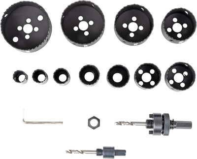 STIER Lochsägen-Set HSS-Co8 Bimetall, 17-teilig (20, 22, 25, 32, 35, 40, 44, 51, 60, 68, 76 mm), Loc