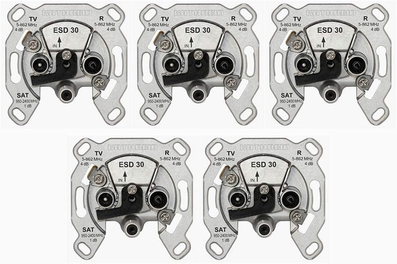 Kathrein ESD 30 Antennen-Steckdose 3-fach (TV, Radio, Sat, Einzelanschlussdose) (5 Stück), 5 Stück