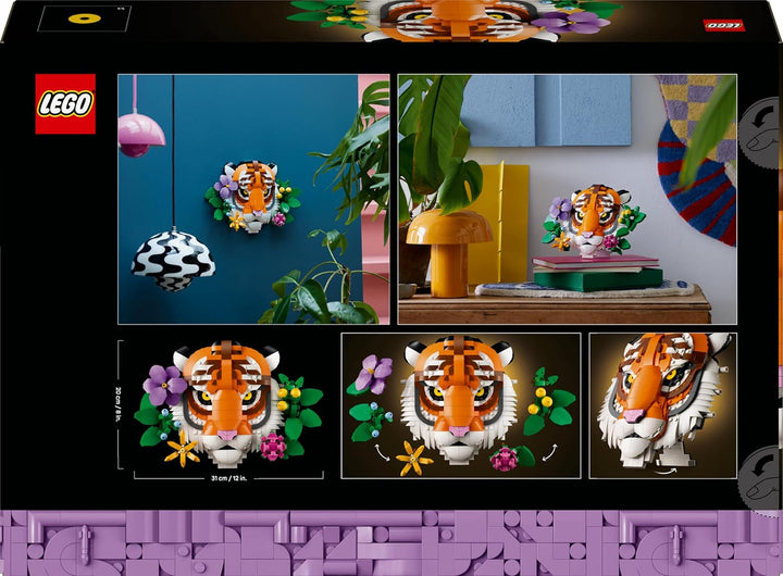 LEGO Fauna Collection - Tiger - Baubares 3D Tiergemälde mit dekorativen Blumen aus Botanicals - DIY