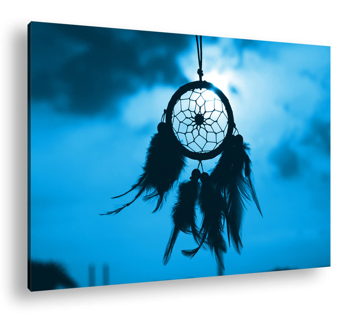 deyoli Traumfänger im Wind Format: 80x60 Effekt: Monocrome Blau als Leinwandbild, Motiv fertig gerah