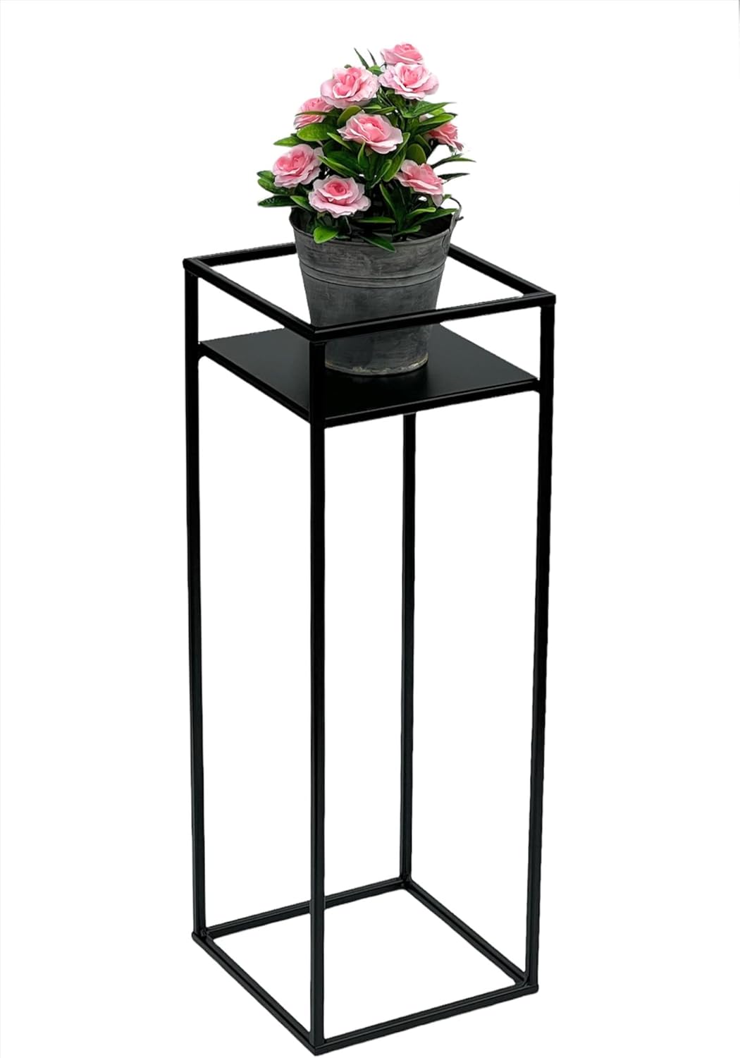 DanDiBo Blumenhocker Metall Schwarz Eckig 62 cm Blumenständer Beistelltisch 453 Blumensäule Modern P
