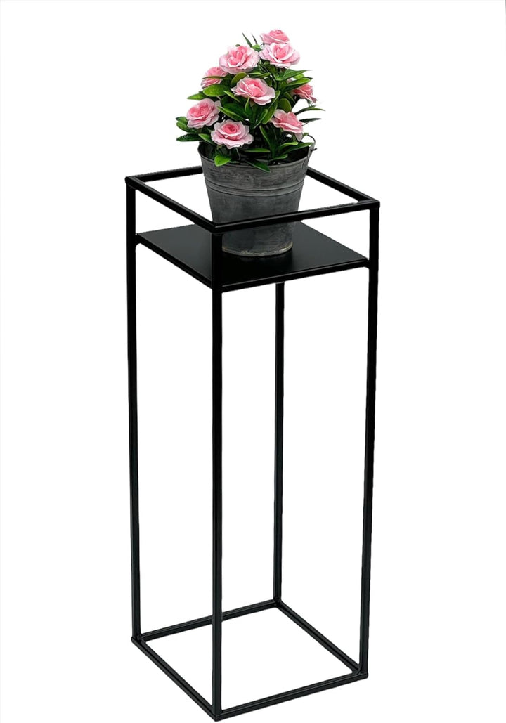 DanDiBo Blumenhocker Metall Schwarz Eckig 62 cm Blumenständer Beistelltisch 453 Blumensäule Modern P