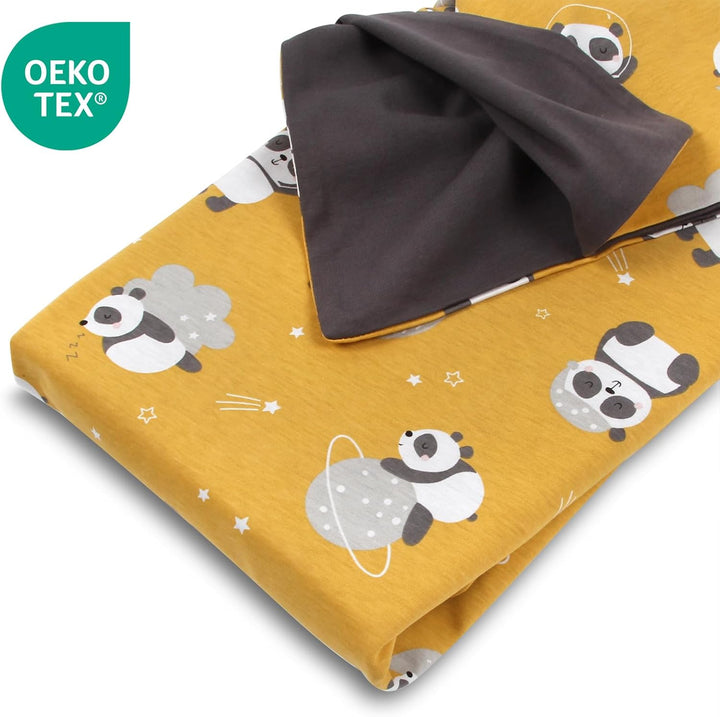 schlummersack Kinder Bettwäsche Set 100x135 Panda aus 100% Baumwolle, Wendbar, mit Reissverschluss,