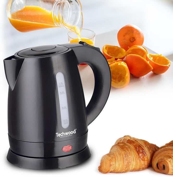 Techwood TB-1036 Elektrischer Wasserkocher, 1 l, Schwarz