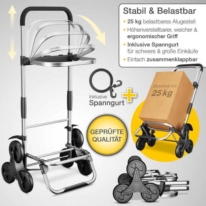 maxVitalis Einkaufstrolley Treppensteiger mit XXL Kühlfach, Einkaufsroller klappbar, Shopping Trolle