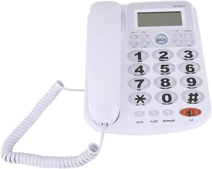 ASHATA Schnurgebundes Telefon, Schnurtelefon LCD Display Desktop Telefon mit Grosse Tasten,Freisprec