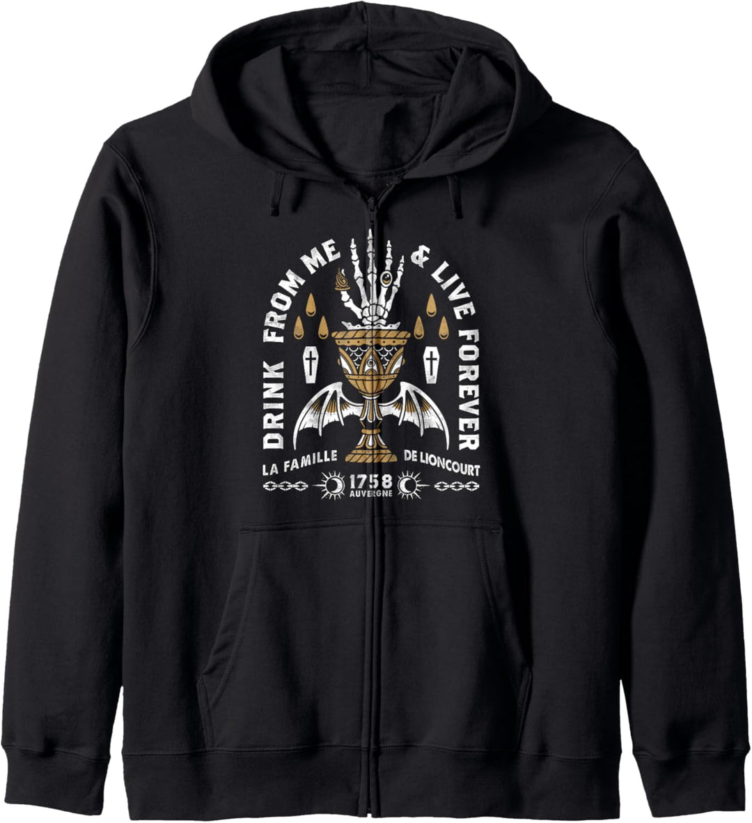 Drink From Me – Vampir – Vintage Distressed Gothic Horror Kapuzenjacke