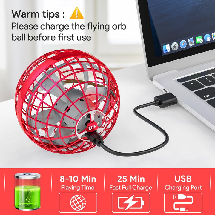 Airabc Fliegender Ball,Magic Flying Orb Ball,Hand Controlled Hover Ball Schwebender Ball mit LED Lic