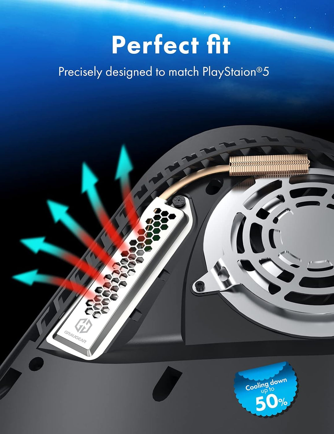 GRAUGEAR | Heatpipe Kühlkörper für M.2 SSD (2280) mit Abdeckung | PS5 Heatpipe-Kühler Kit | für PS®5