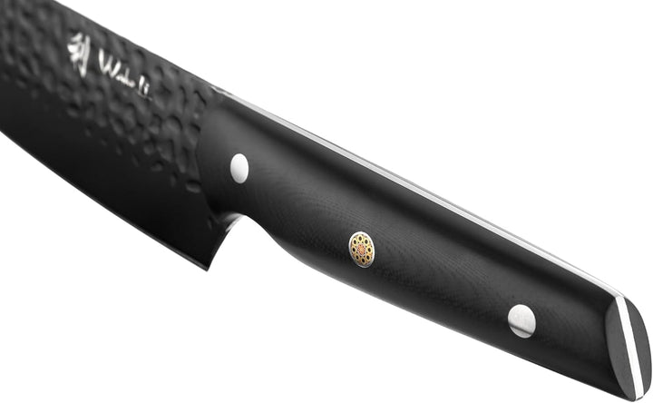 Wakoli Yugen Santokumesser 18 cm | Küchenmesser aus Edelstahl mit G10-Griff | Mattschwarze Titanbesc