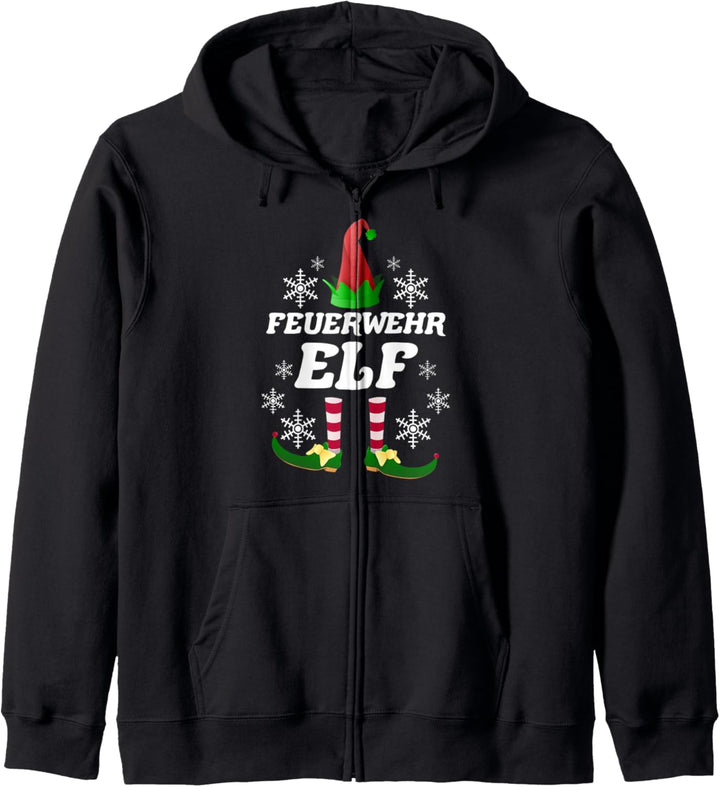 Feuerwehr Elf Partnerlook Weihnachten Weihnachtself Kapuzenjacke