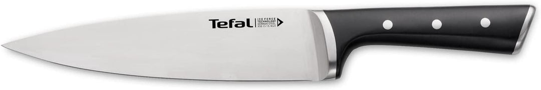 Tefal Ice Force Kochmesser, 20 cm Klinge, Korrosionsschutz, Handschutz, Edelstahl, schwarz. K23202