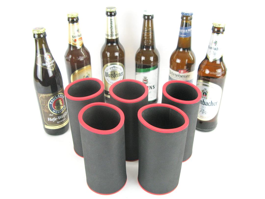 5er Set schwarze Getränkekühler 0,5l Flasche - Bierkühler - Neoprenkühler - passgenau ~Flaschenkühle