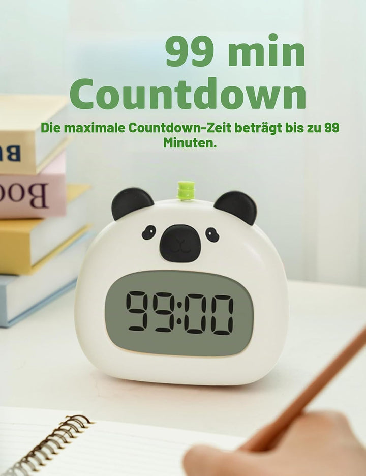 IHALO Cute Kinderwecker, Nachttischwecker mit Panda Nachtlicht, digitales LED-Display, 3,15 Zoll, DR