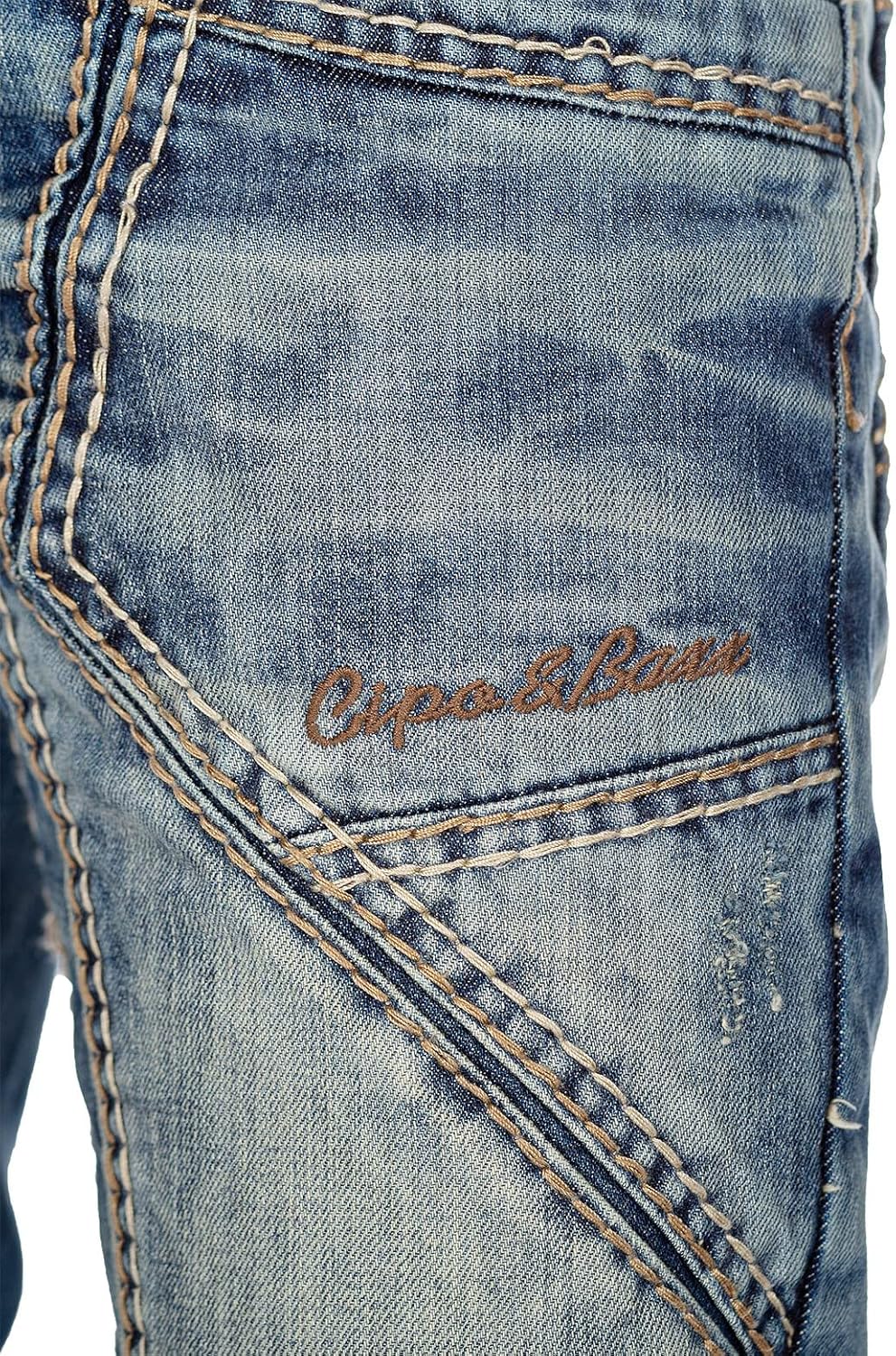 Cipo & Baxx Herren Jeans – Stylische Regular-Fit Denim mit Stone-Washed-Design, Used-Look & markante