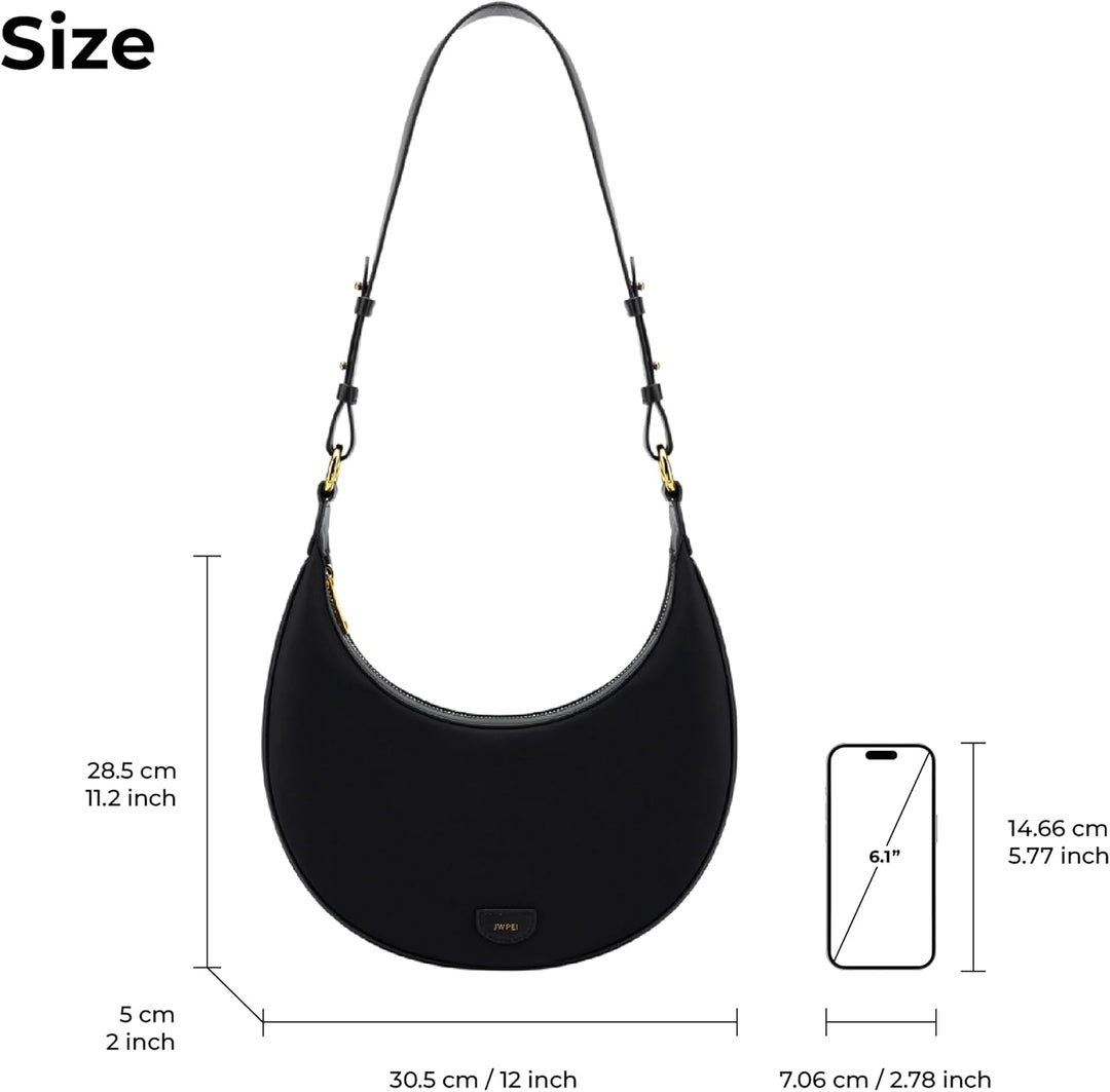 JW PEI Damen Tessa Crushed Umhängetasche Schwarz Nylon, Schwarz Nylon