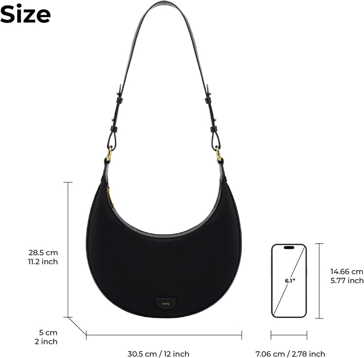 JW PEI Damen Tessa Crushed Umhängetasche Schwarz Nylon, Schwarz Nylon