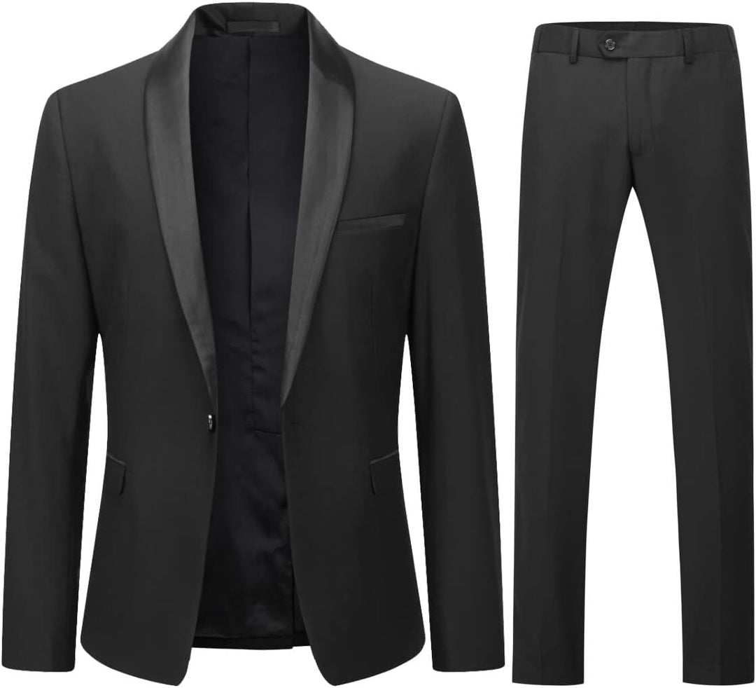 YOUTHUP Anzug Herren 2 Teilig Slim Fit Smoking Anzüge Schalkragen Herrenanzug für Hochzeit Business