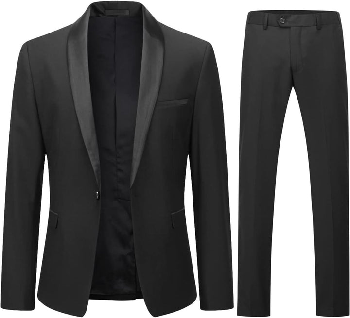 YOUTHUP Anzug Herren 2 Teilig Slim Fit Smoking Anzüge Schalkragen Herrenanzug für Hochzeit Business