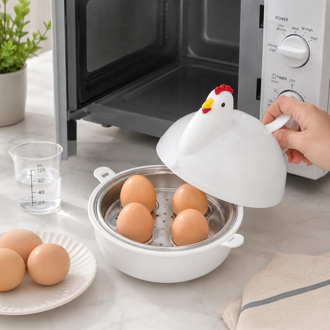 Lwuey Mikrowellen Eierkocher, Micro Eierkocher Für 4 Eier Kunststoff Aluminium Huhn Hausgebrauch Ges