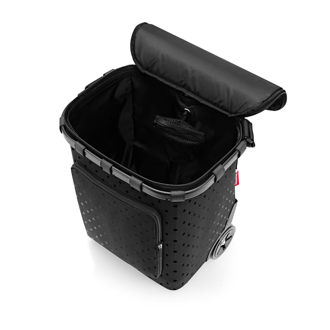reisenthel carrycruiser Plus in Glossy dots Black – Tragbarer Einkaufstrolley mit Kühlfach, Schulter
