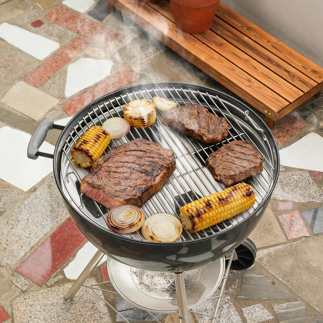 onlyfire Grillrost Edelstahl Doppel für Weber 57cm Kettle Holzkohlegrill, Grillrost Rund mit Rauchfu