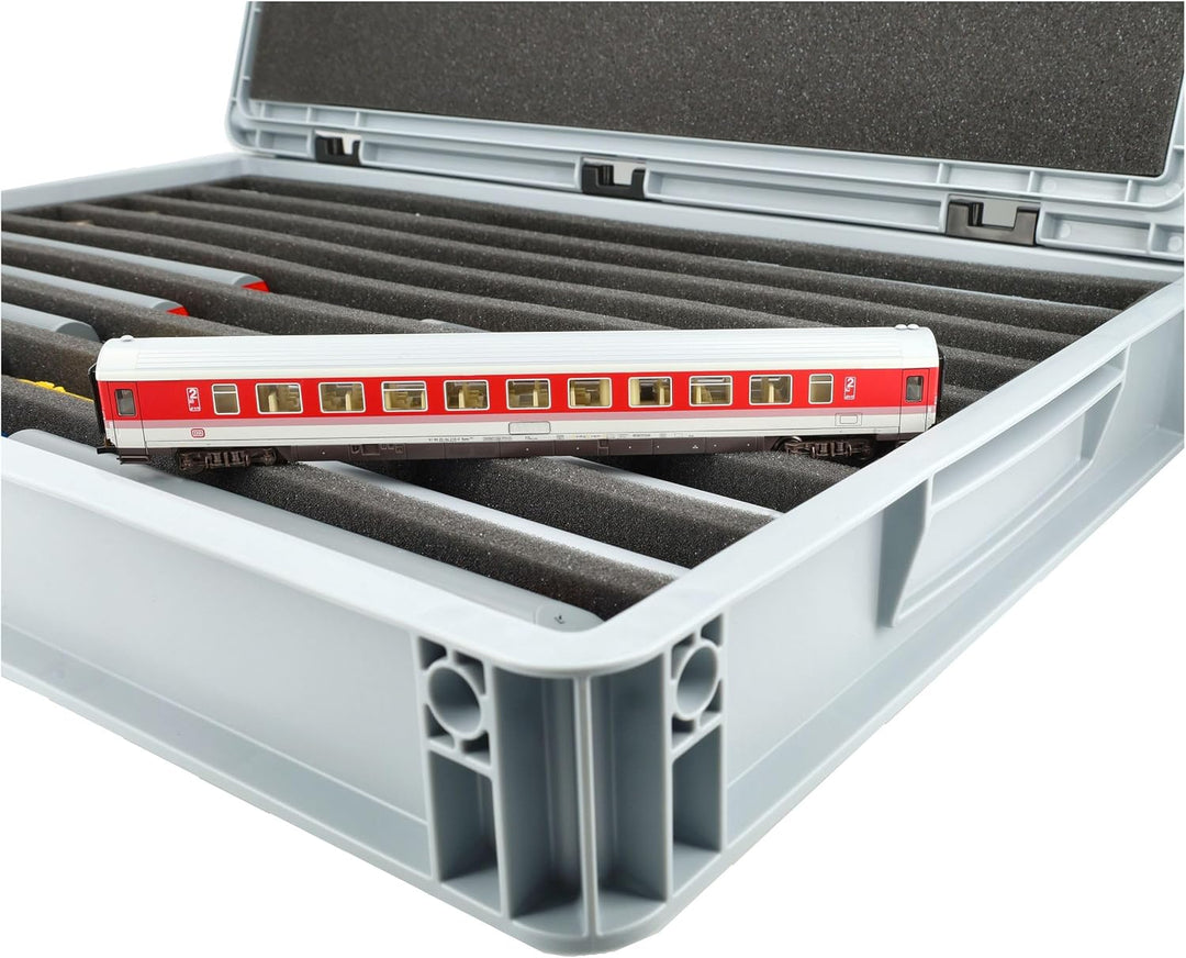Feldherr Eurobox 60 x 40 cm Set für Modelleisenbahnen - Spur TT - 9 Fächer - Schaumstoffeinlage für