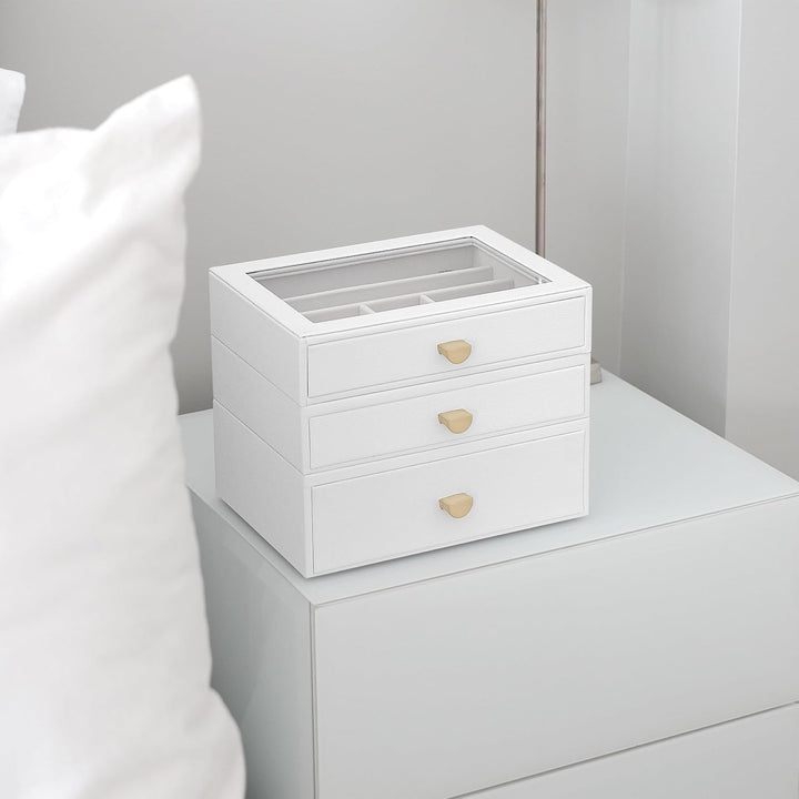 Stackers Pebble White Classic Jewellery Box - Set of 3 (with Drawers), White