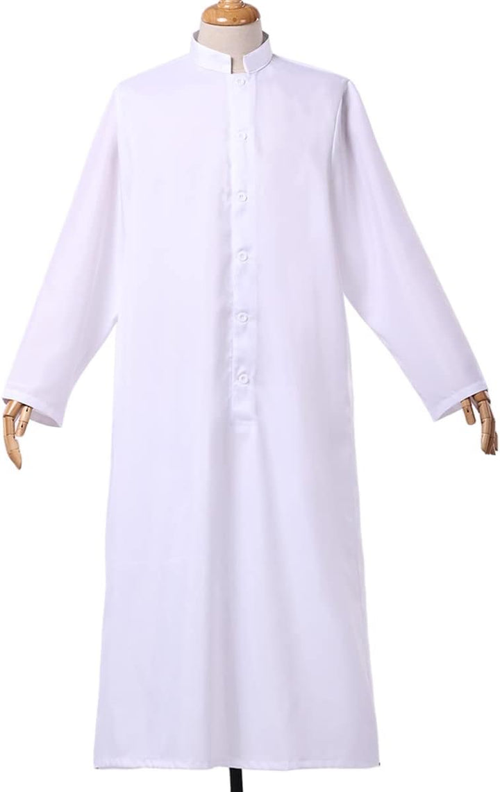 COSDREAMER Geistliche Soutane Klerus Robe Prediger Cassock Mens Lob Lob Anbetung Robe (Weiss, M) Wei