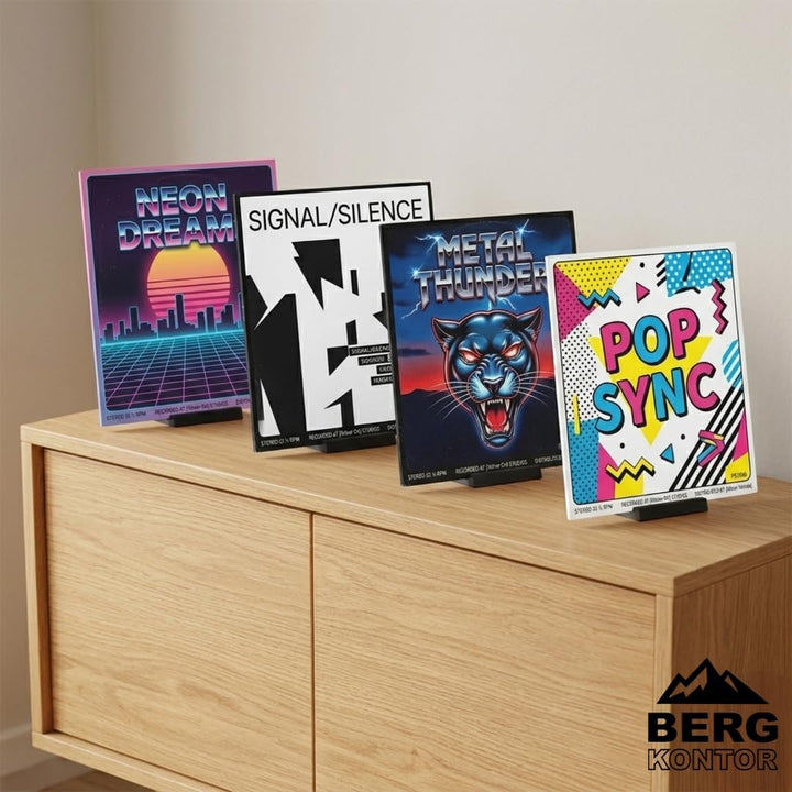 4er Set Schallplattenständer – Modernes Vinyl Display & LP Aufsteller für 7", 10" & 12" Platten – El