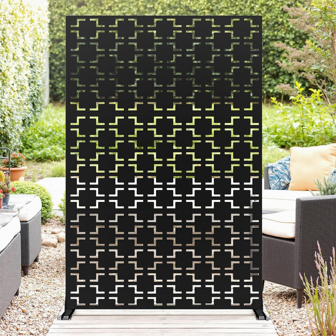 Paravent Outdoor, 120x180cm Freistehender Sichtschutz aus Stahl, Windschutz für Terrasse und Garten,