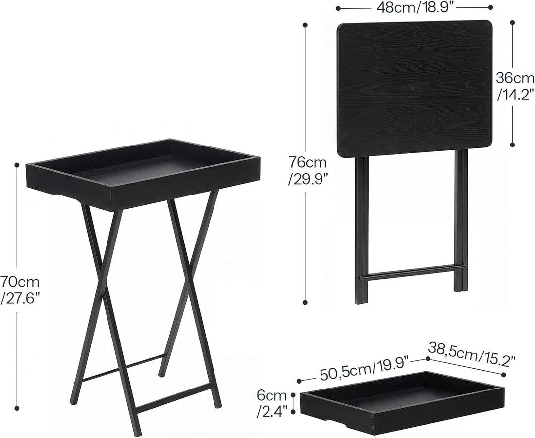 HOOBRO Beistelltisch, Klappbarer Nachttisch, Couchtisch, Faltbarer TV-Tablett zum Essen, Snack-Abend