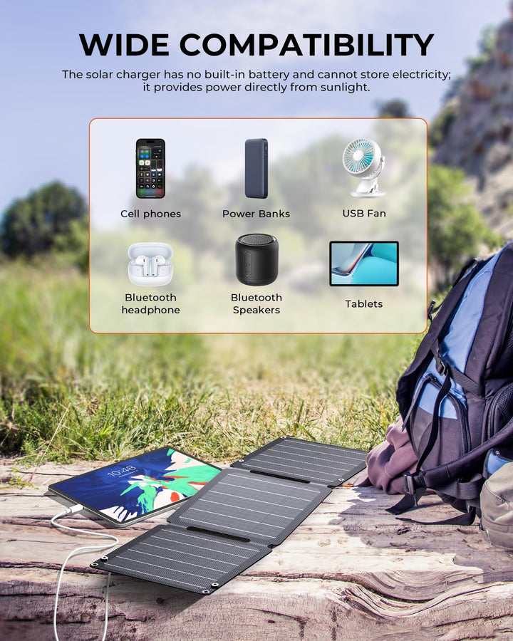 21W Tragbares Solarladegerät, BigBlue Faltbar Solarpanel (5V/4,2A Max.) mit USB-A und USB-C, IP68 Wa