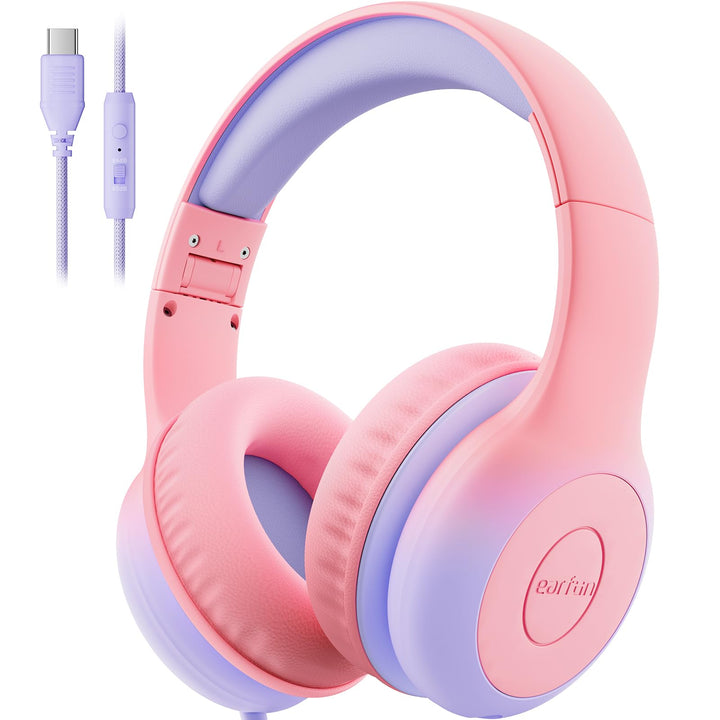 EarFun Kinder Kopfhörer, Kopfhörer Kinder USB C, 85/94dB Lautstärkenbegrenzer, HiFi Klang, faltbar,