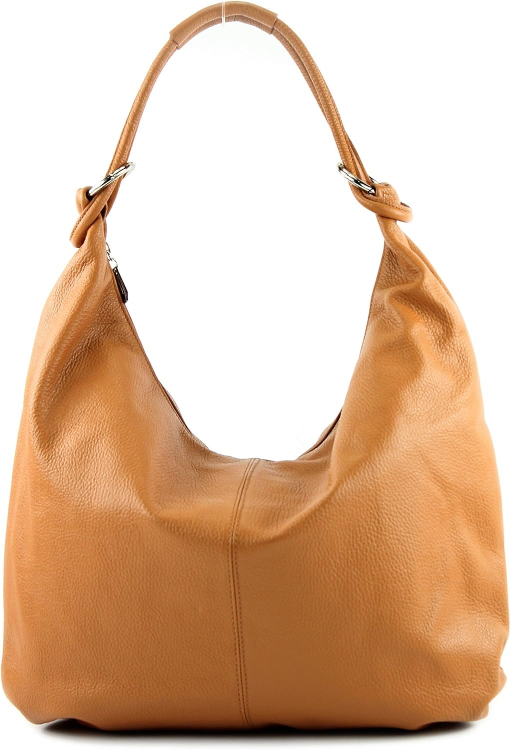 modamoda de - 337 - ital Schultertasche Hobo Shopper Leder Camel, Camel