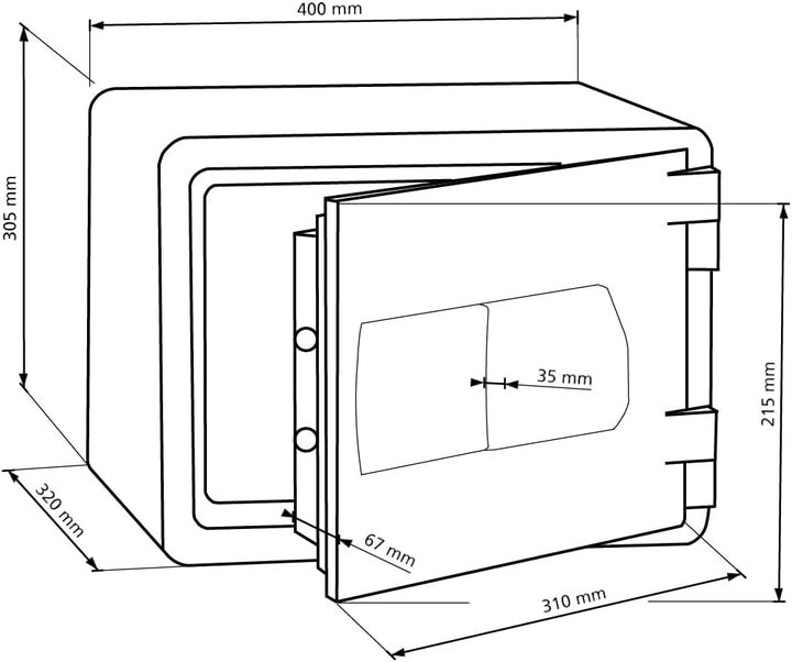 Burg Wächter Feuerschutztresor mit elektronischem Zahlenschloss, feuerfester Dokumentensafe, FP 44 E