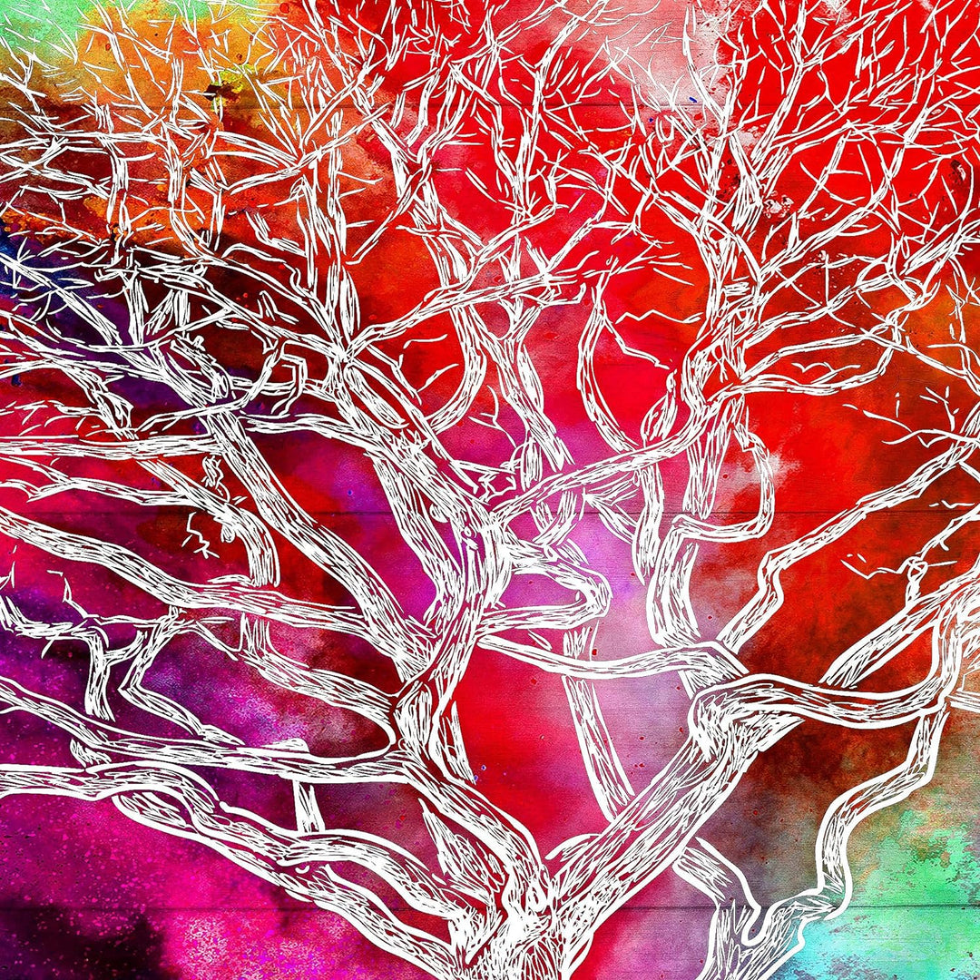 Runa Art Wandbilder Abstrakt Baum 5 Teilig Bild auf Vlies Leinwand Deko Wohnzimmer Schlafzimmer Bunt